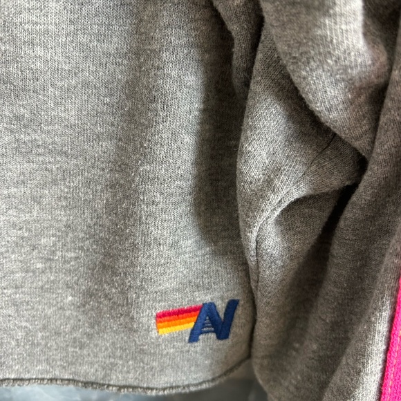 Aviator Nation Gray Sweater with Rainbow Stripes/ Size S - Picture 2 of 8